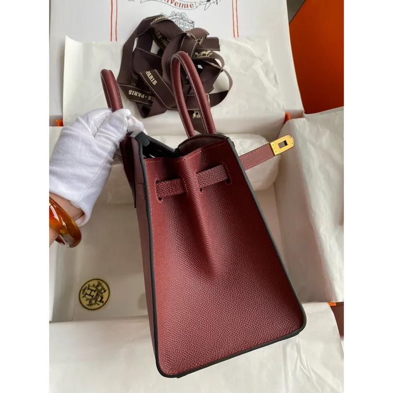 Hermes Birkin 25 Sellier Ručně vyráběná taška v Rouge H Epsom telecí kůži
