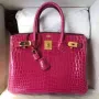 Hermes Rose Red Birkin 30cm Krokodýl Niloticus Lesklá Taška