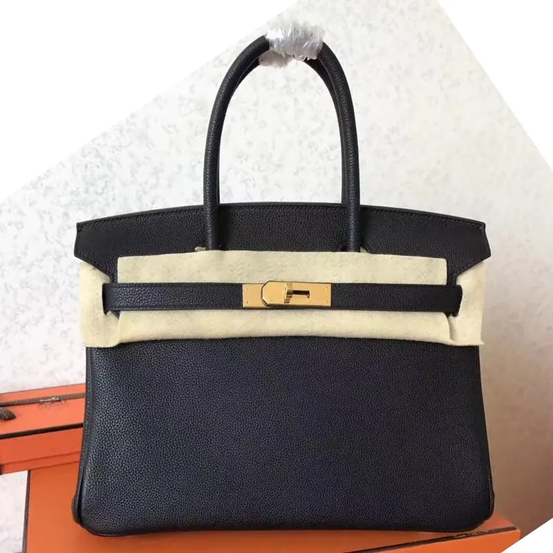 Hermes Black Birkin 30cm Clemence Ručně vyráběná taška
