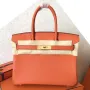 Hermes Orange Birkin 30cm Clemence Ručně vyráběná taška
