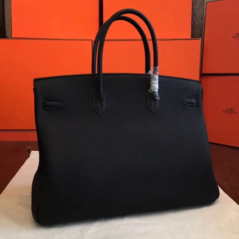 Hermès Black Clemence Birkin 40cm Ručně vyráběná taška