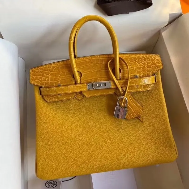 Hermes Yellow Touch Birkin 30cm Taška Lesklá Niloticus Krokodýlí Kůže