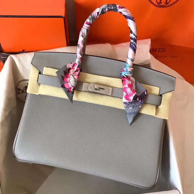 Hermes Pearl Grey Birkin 30cm Clemence Ručně vyráběná taška