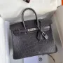 Hermes tmavě šedá Birkin 25cm matná aligátorová krokodýlí kůže taška