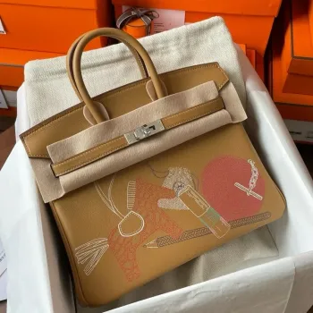 Hermes Birkin Inside Out 25 Taška v Biscuit Swift telecí kůži