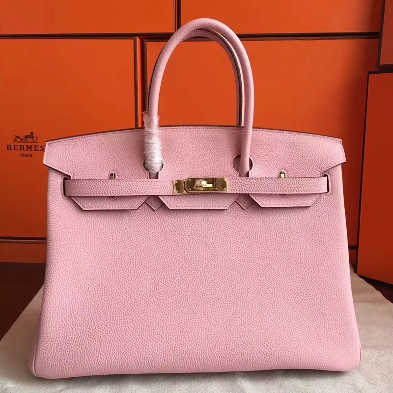 Hermès Růžová Clemence Birkin 40cm Ručně vyráběná taška
