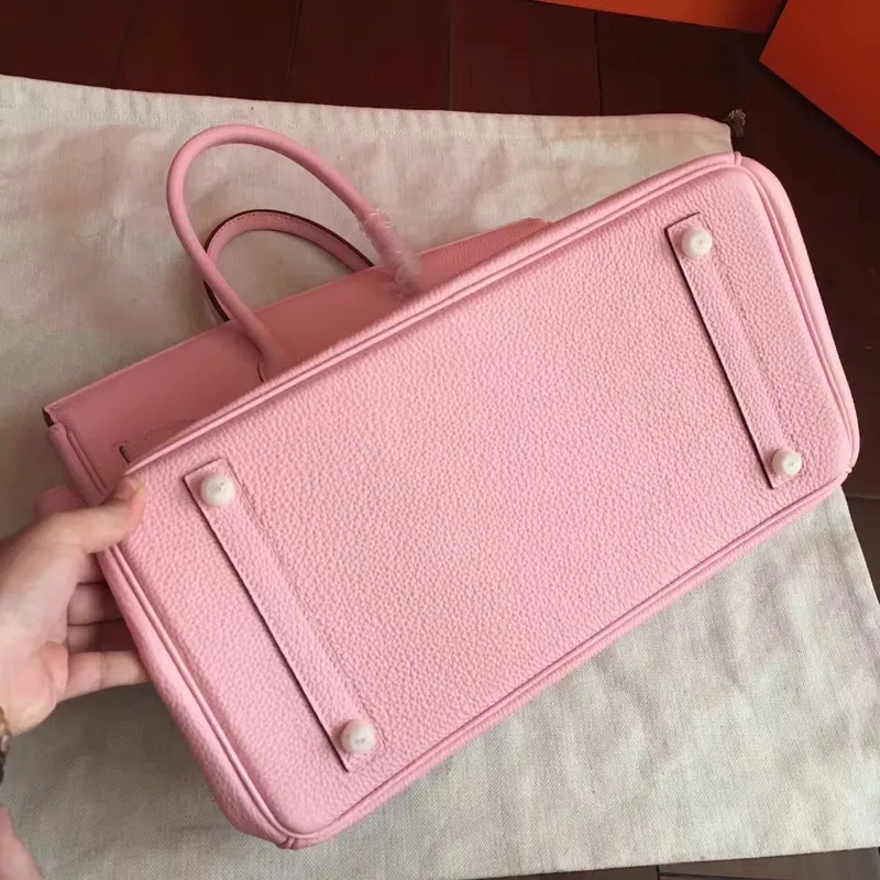 Hermès Růžová Clemence Birkin 40cm Ručně vyráběná taška