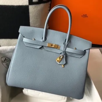 Hermès Blue Lin Clemence Birkin 35cm Taška