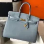 Hermès Blue Lin Clemence Birkin 35cm Taška