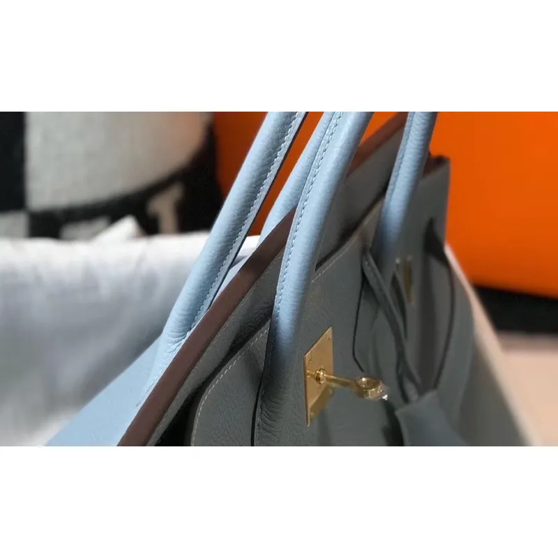 Hermès Blue Lin Clemence Birkin 35cm Taška