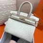 Hermes Beton Birkin 30cm Pštrosí Ručně Vyrobená Taška