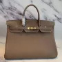 Hermes Taupe Clemence Birkin 40cm Ručně vyráběná taška