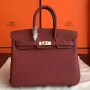 Hermes Bordeaux Birkin 25cm Clemence Ručně vyráběná taška