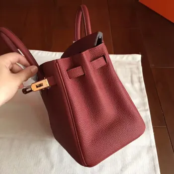 Hermes Bordeaux Birkin 25cm Clemence Ručně vyráběná taška