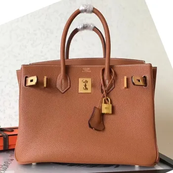 Hermes Gold Birkin 30cm Clemence Ručně vyráběná taška