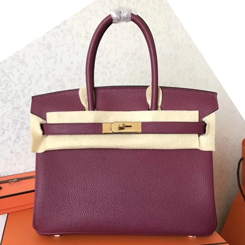 Hermes Ruby Birkin 30cm Clemence Ručně vyrobená taška