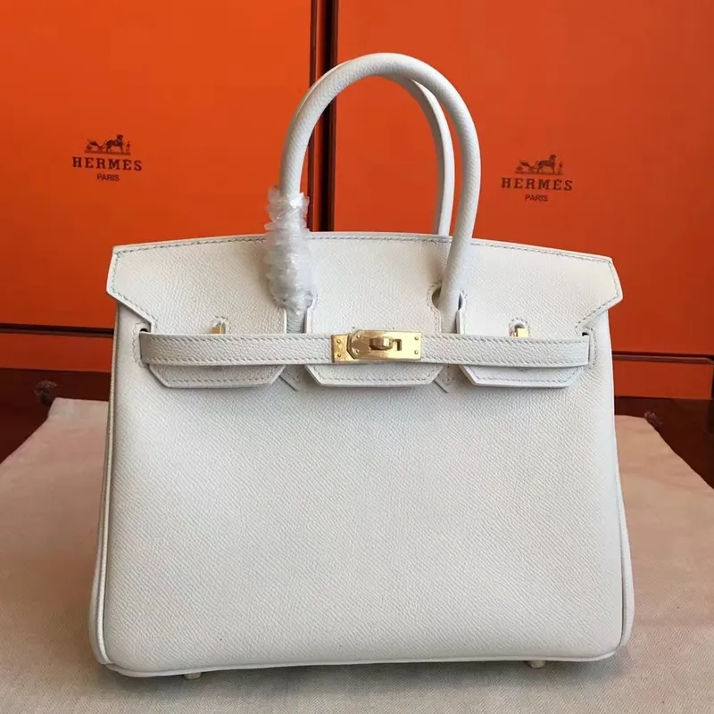 Hermes Bílý Birkin 25cm Epsom Ručně vyráběná taška