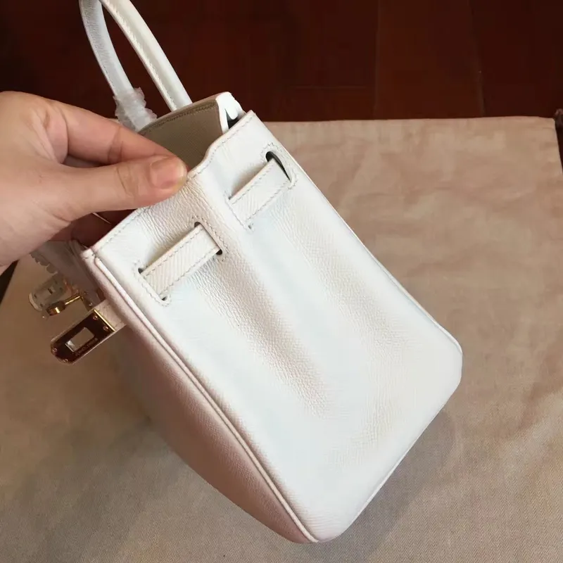 Hermes Bílý Birkin 25cm Epsom Ručně vyráběná taška