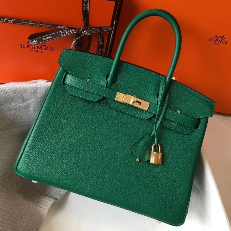 Hermès Malachite Clemence Birkin 30cm Taška