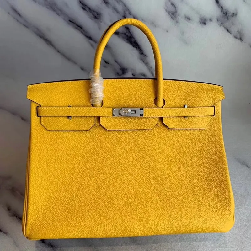Hermès Žlutá Clemence Birkin 40cm Ručně vyrobená taška