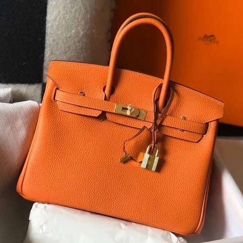 Hermes Birkin 25cm Taška v oranžové kůži Clemence