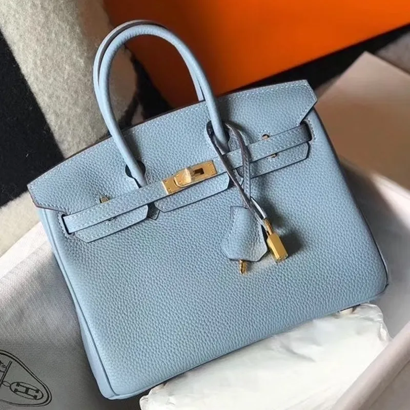 Hermes Birkin 25cm Taška v modré kůži Clemence