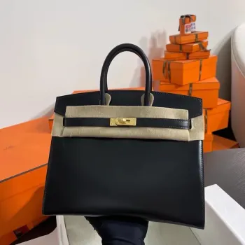 Hermes Birkin 25 Sellier Ručně vyráběná taška v černé boxové telecí kůži