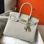Hermes Pearl Grey Clemence Birkin 30cm Taška GHW