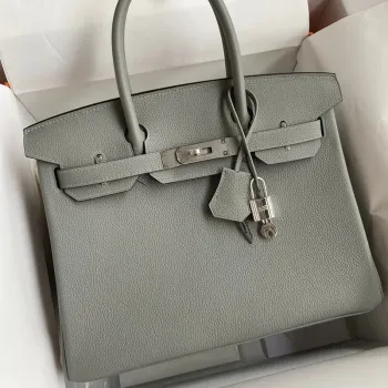 Hermes Birkin 30 Retourne Ručně vyráběná taška v dívčím Mouette kůži Clemence