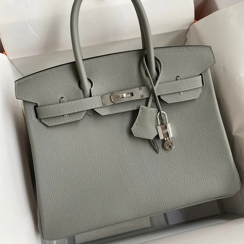 Hermes Birkin 30 Retourne Ručně vyráběná taška v dívčím Mouette kůži Clemence