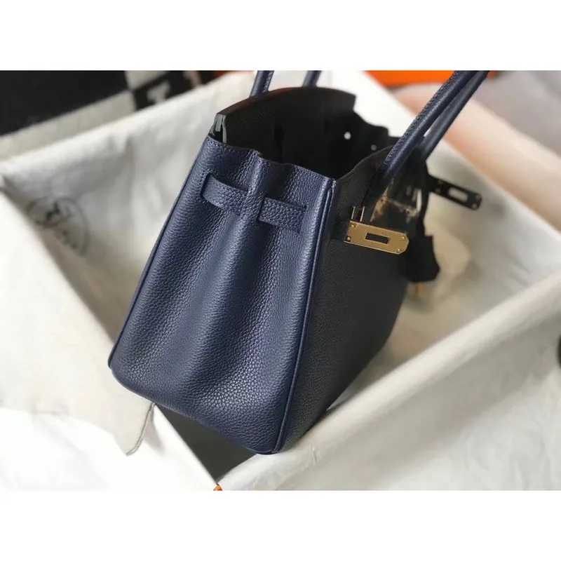 Hermès Námořnická modrá Clemence Birkin 30cm taška