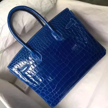 Hermes Blue Electric Birkin 30cm Krokodýl Niloticus Lesklá Taška