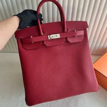 Hermes HAC Birkin 40 Ručně vyráběná taška v červené kůži Clemence