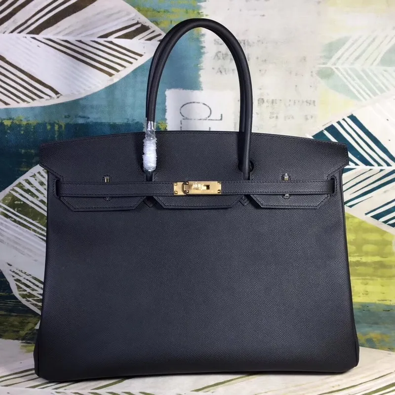 Hermès černá Epsom Birkin 40cm ručně vyráběná taška