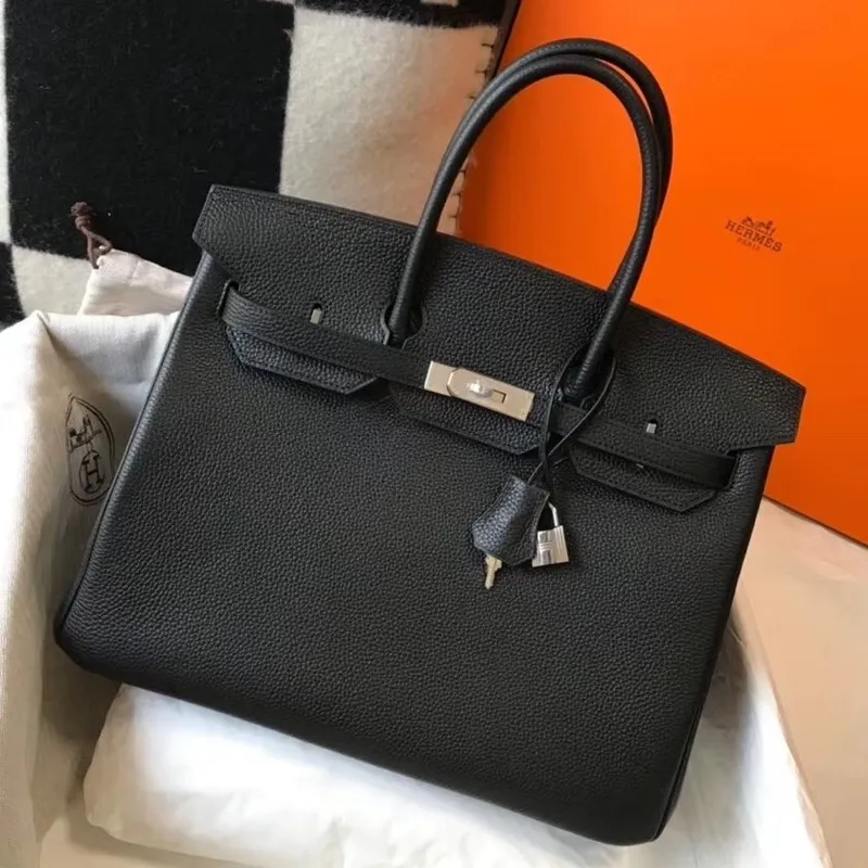 Hermes Noir Clemence Birkin 30cm Taška