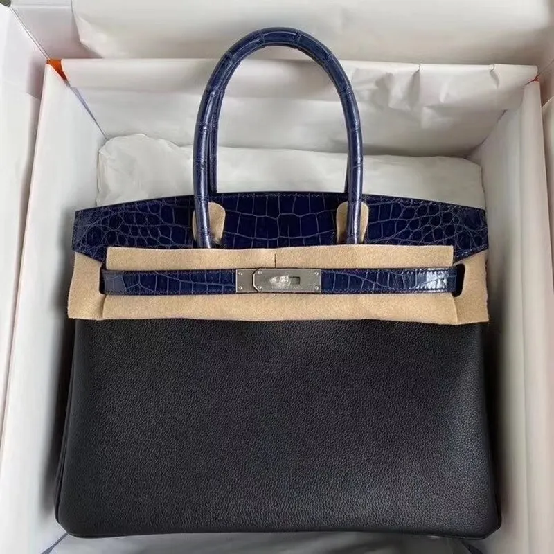 Taška Hermes Noir Touch Birkin 30cm z lesklé nilotské krokodýlí kůže