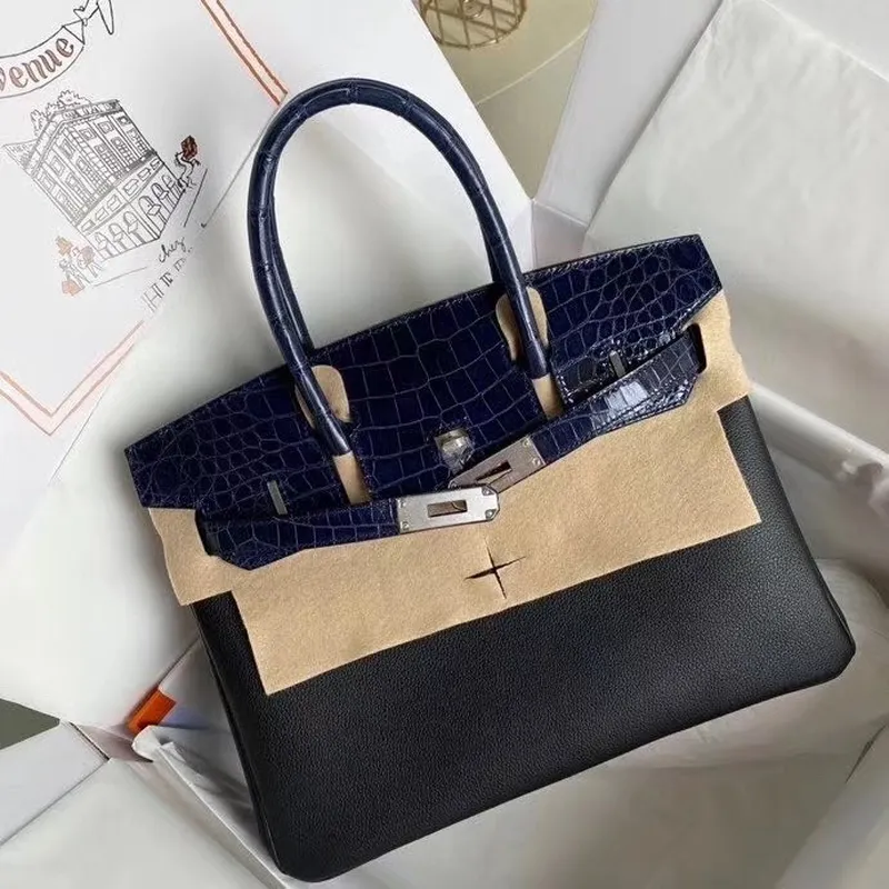 Taška Hermes Noir Touch Birkin 30cm z lesklé nilotské krokodýlí kůže