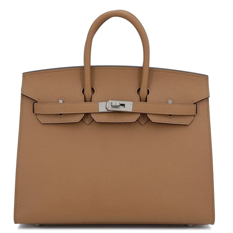 Hermes Birkin 25 Sellier Ručně vyráběná taška v Chai Epsom telecí kůži