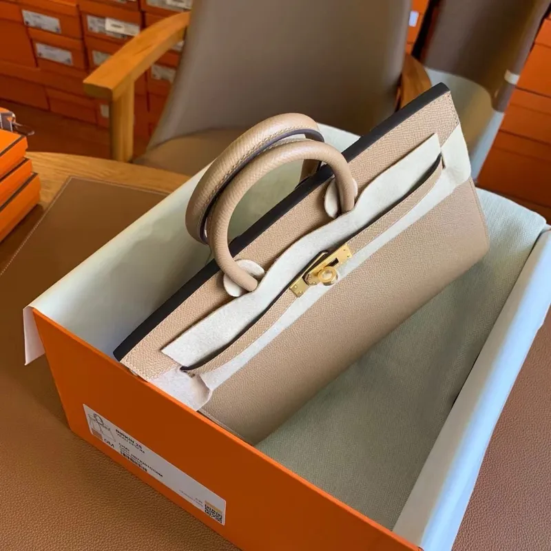 Hermes Birkin 25 Sellier Ručně vyráběná taška v Chai Epsom telecí kůži