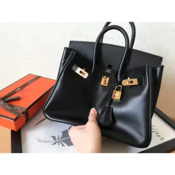 Hermes Black Birkin 25cm Swift Ručně vyráběná taška