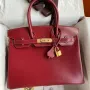 Hermes Birkin 30 Retourne Ručně vyráběná taška v kůži Box Calfskin Rouge H