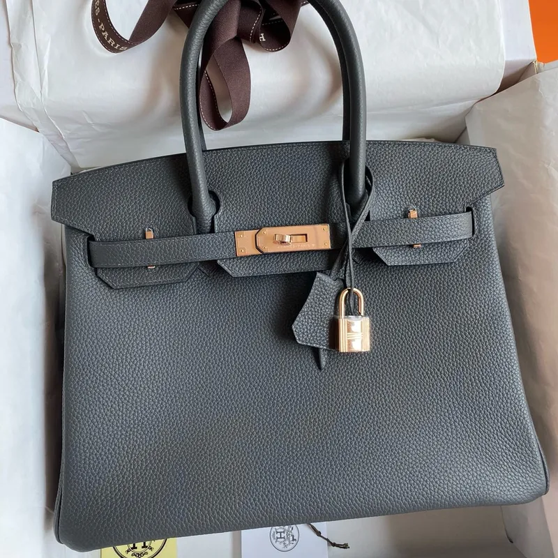 Hermes Birkin 30 Retourne Ručně vyrobená taška v kůži Ardoise Clemence