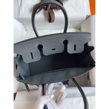 Hermes Birkin 30 Retourne Ručně vyrobená taška v kůži Ardoise Clemence