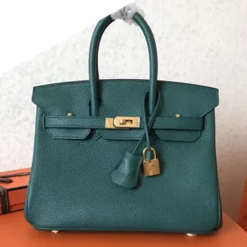 Hermes Malachite Birkin 25cm Clemence Ručně vyráběná taška