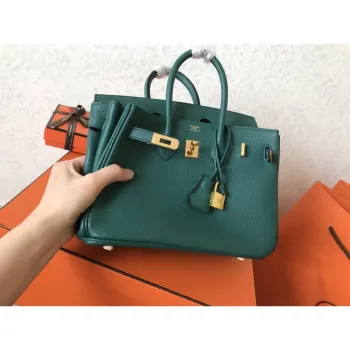 Hermes Malachite Birkin 25cm Clemence Ručně vyráběná taška