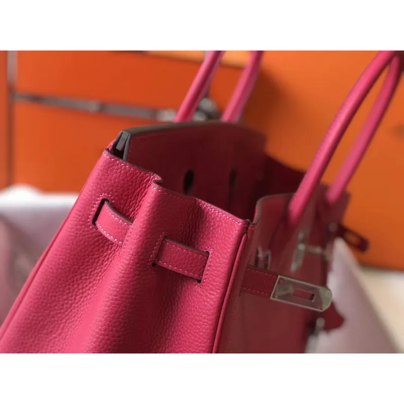 Hermès Rose Red Clemence Birkin 35cm Taška