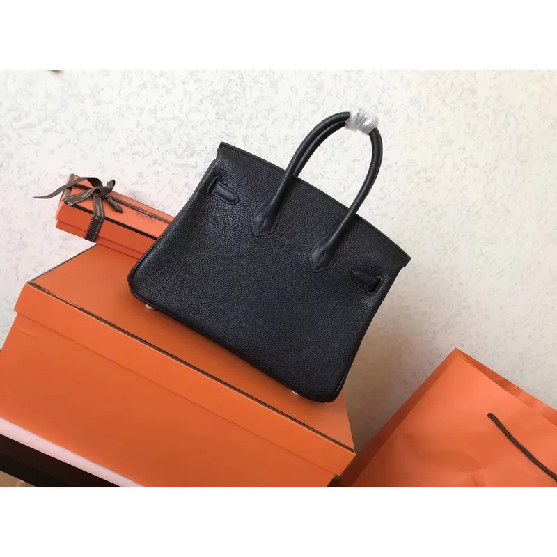 Hermes Black Birkin 25cm Clemence Ručně vyráběná taška
