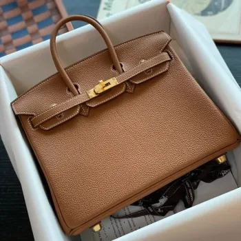 Hermes Birkin 25 Retourne Ručně vyráběná taška z zlaté togo kůže