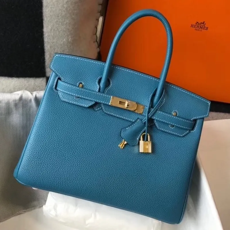 Hermès Blue Jean Clemence Birkin 30cm Taška