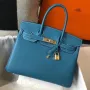 Hermès Blue Jean Clemence Birkin 30cm Taška